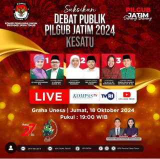Malam Ini! Debat Pedana Pilgub Jatim, KPU Hadirkan 7 Panelis dan Berikut Temanya