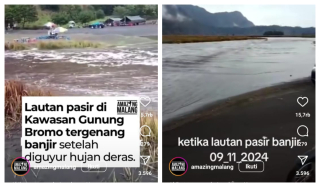 Viral Banjir di Lautan Pasir Gunung Bromo, Begini Faktanya