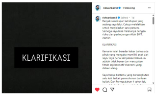 Dituduh Selingkuh dan Punya Anak dari Selebgram LM, Ridwan Kamil Jawab Begini