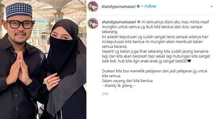 Shandy Purnamasari Beri Isyarat Akan Pisah dengan Gilang Widya Pramana (Instagram/shandypurnamasari)