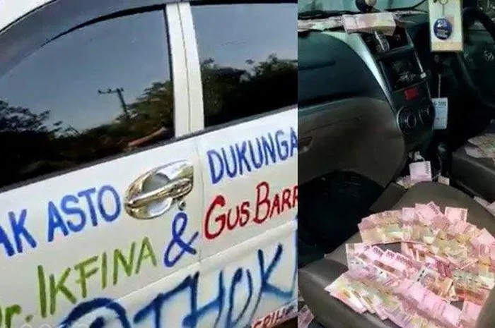 Viral, Uang Rp 100 Ribu Berserakan Didalam Mobil Bupati Mojokerto