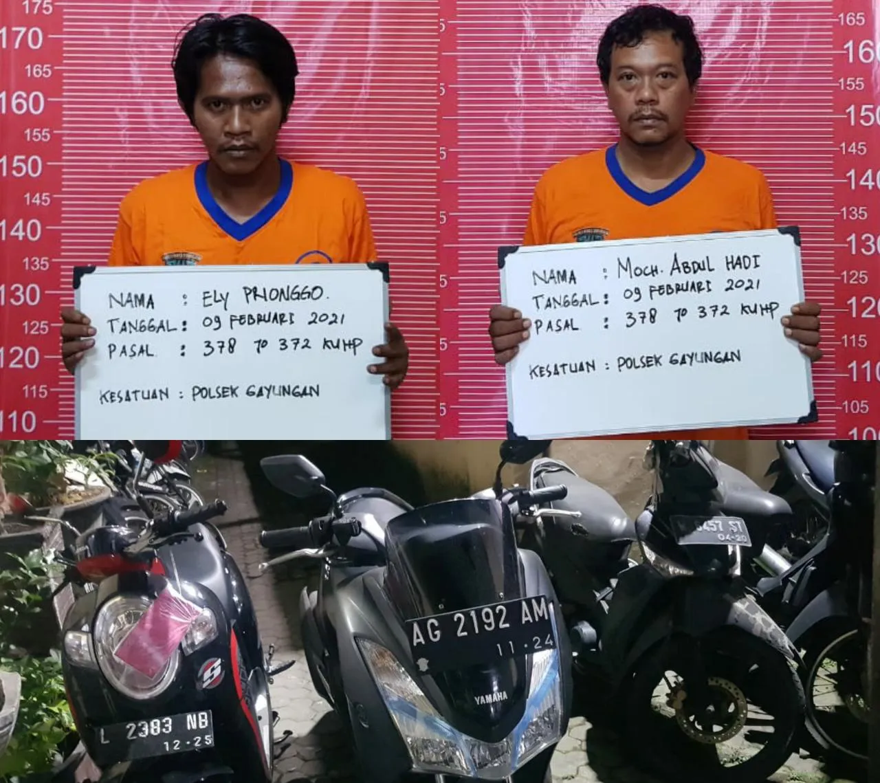 Tega! Dua Office Boy Ini Gelapkan Motor Sesama Rekan Kerja