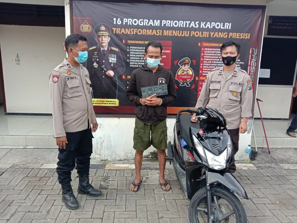 Curi Motor, Dua Warga KBD Petiken Diringkus Polsek Driyorejo Gresik