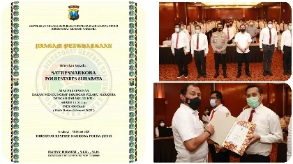 Satresnarkoba Polrestabes Surabaya kembali Sabet Penghargaan