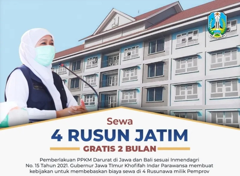 Gubernur Khofifah Gratiskan Biaya Sewa 4 Rusunawa di Surabaya selama PPKM Darurat