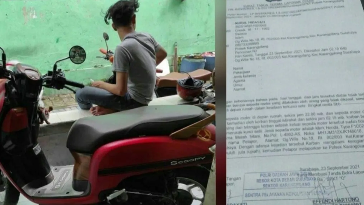 Kunci Setir dalam Rumah belum Cukup Aman, Motor Warga Karangpilang Ini Digondol Maling Dini Hari