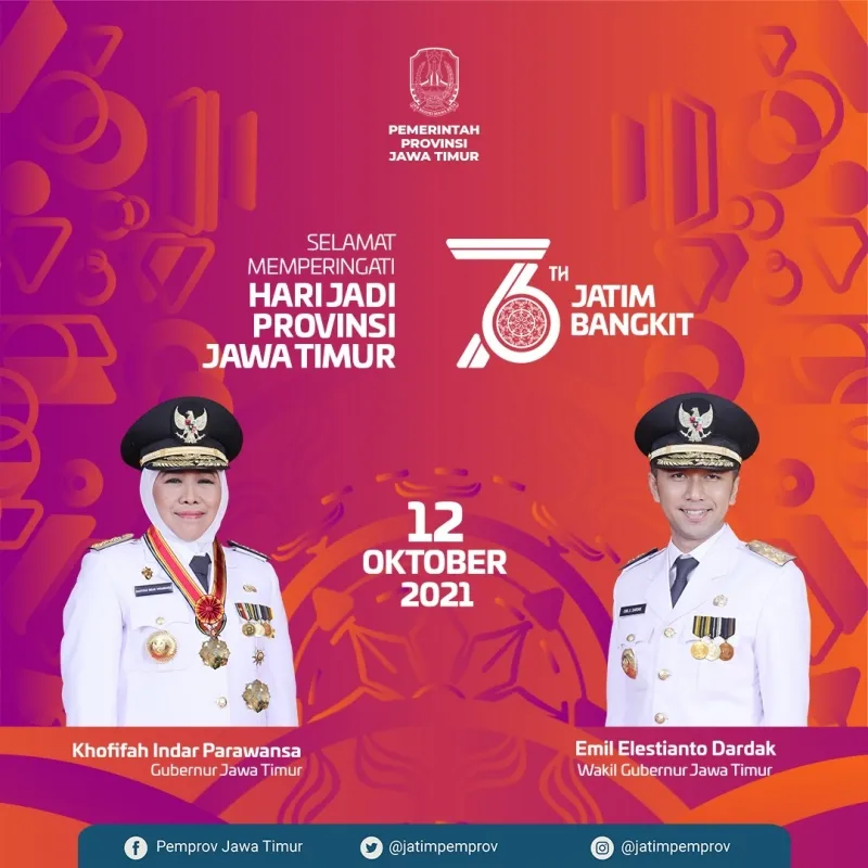 HUT Jatim ke-76, Gubernur Khofifah Serukan Lawan Covid-19 dan Kebangkitan Ekonomi