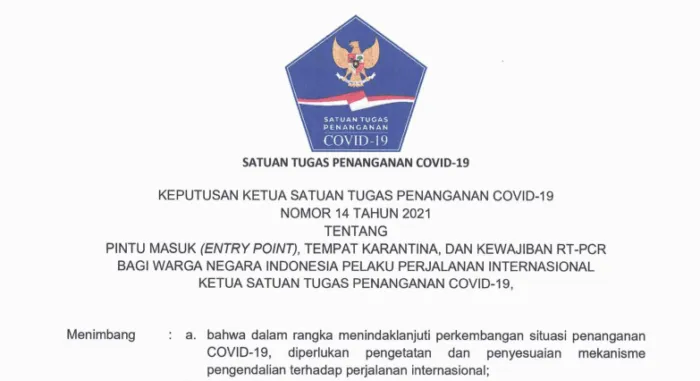 Begini Bunyi Edaran Satgas COVID-19 tentang Pelaku Perjalanan yang Kembali dari PON Papua