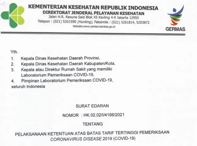 Kemenkes RI Tegaskan Biaya RT-PCR tak Boleh Lampaui Tarif Tertinggi