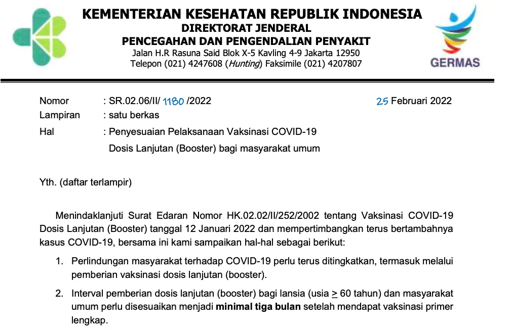 Kemenkes: Vaksinasi Booster Dapat Dilakukan Setelah Tiga Bulan Vaksinasi Dosis Primer