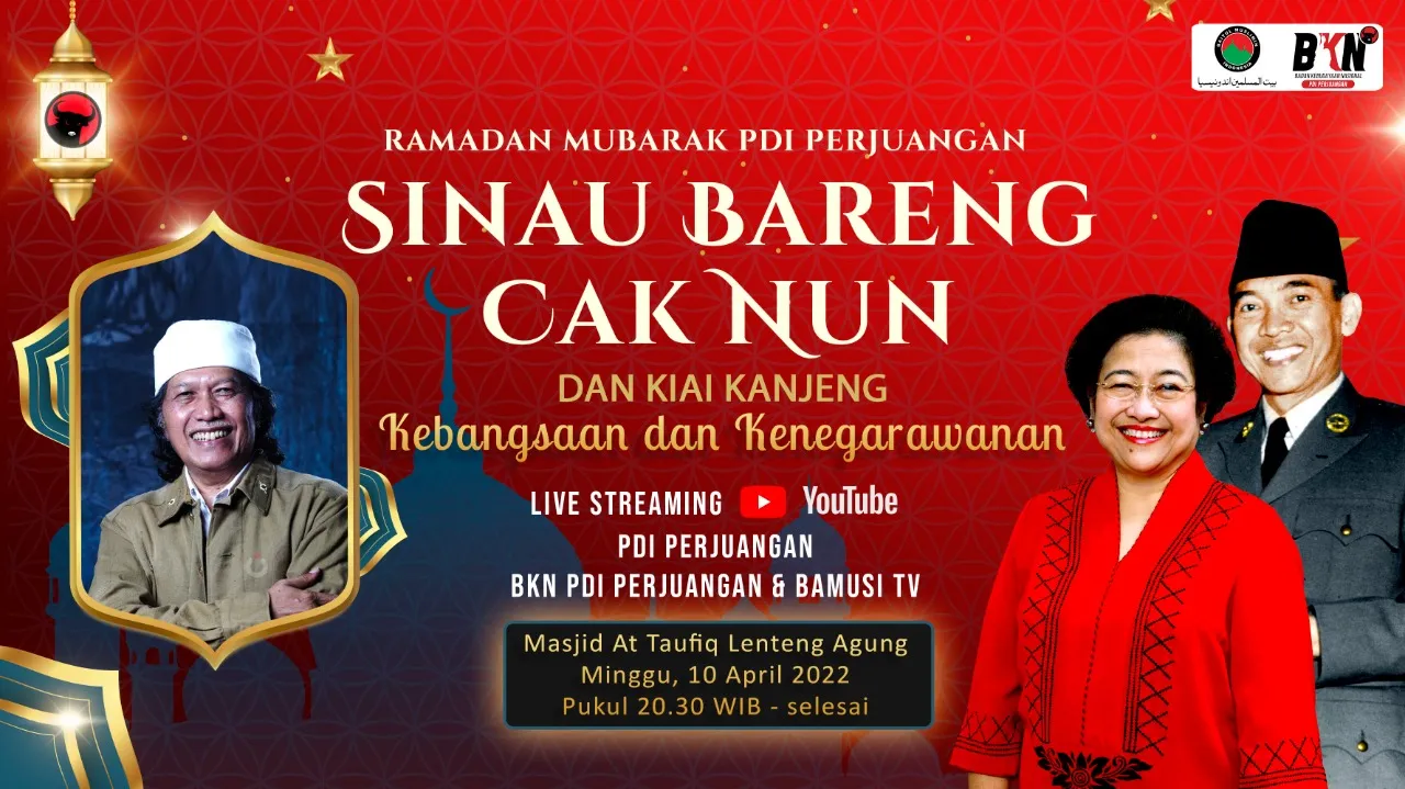 Gelorakan Spiritualitas Islam, PDIP bakal Hadirkan Cak Nun dan Kyai Kanjeng