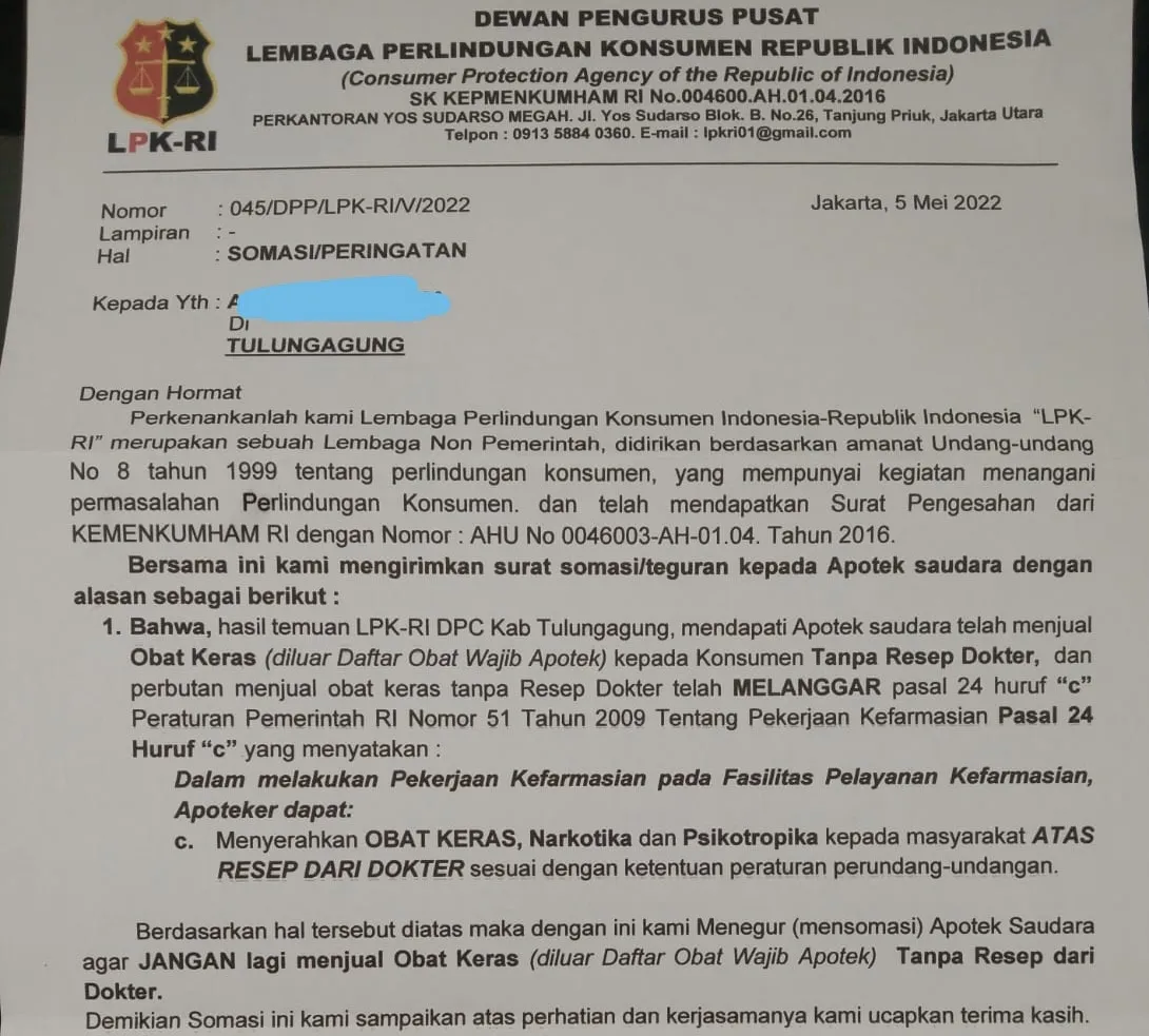 Puluhan Apotek Disurati LSM, Dinkes : Abaikan Saja