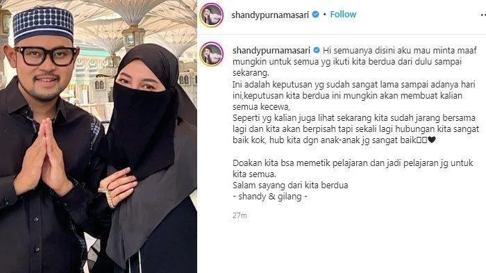 Ada Apa? Shandy Purnamasari Umumkan Pisah Dengan Gilang Juragan 99 Di Tengah Perseteruannya Dengan Putra Siregar