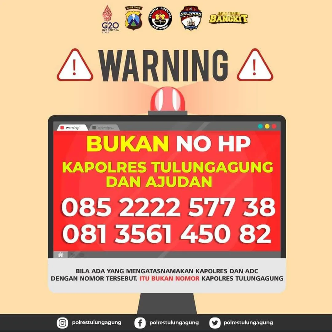 Beredar Atas Nama Kapolres Minta Sumbangan, Polres Tulungagung "Itu Penipuan"