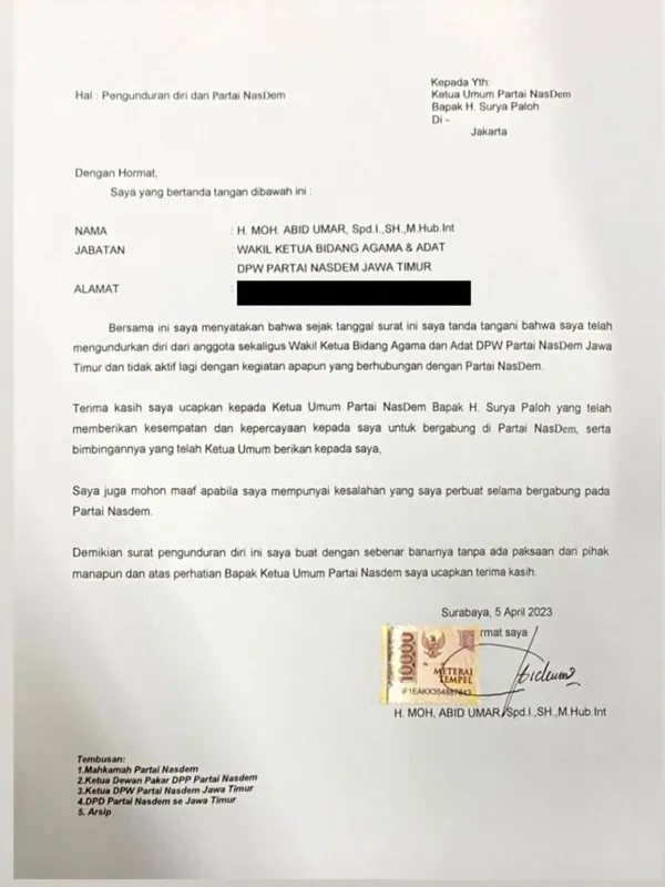 Mantan Ketua Ansor Jatim Mendadak Mundur Dari Nasdem, Ada Apa?