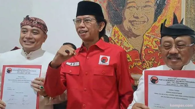 Eri Cahyadi-Armuji Resmi Daftar Bakal Cawali-Cawawali ke DPC PDIP Surabaya, Cak Awi: Kami Berharap Dapat Rekomendasi