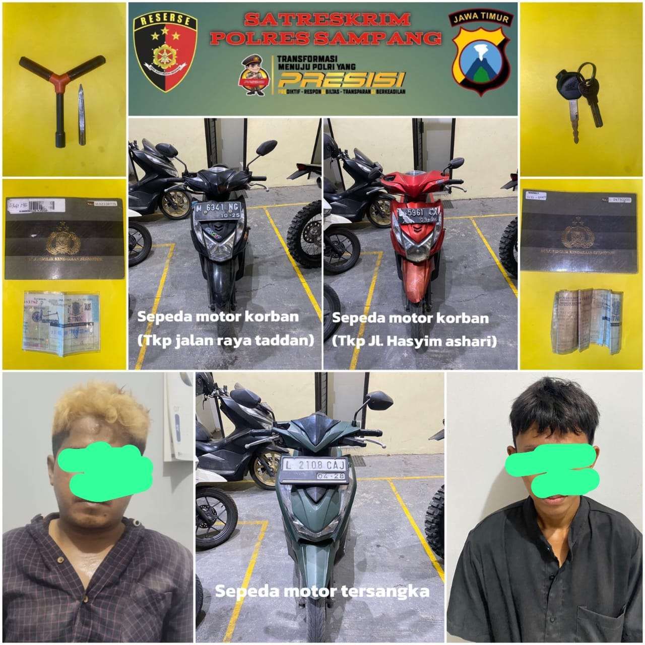Barang bukti dan pelaku yang diamankan Polres Sampang. Foto: Humas/Polres Sampang)