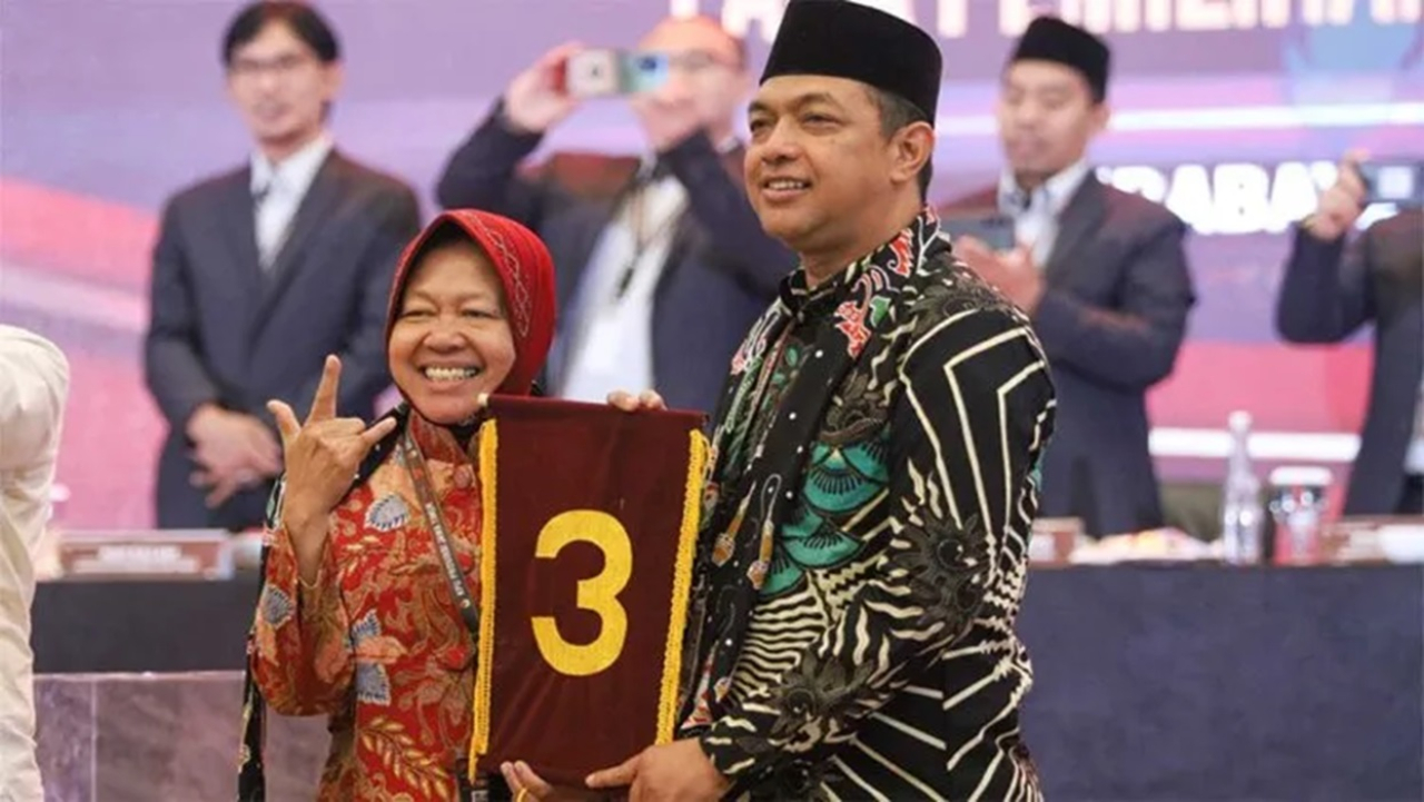 Tri Rismaharini dan Zahrul Azhar Asumta (Gus Hans) mendapat nomor urut 3 dalam Pemilihan Gubernur (Pilgub) Jawa Timur 2024 (PDIP)