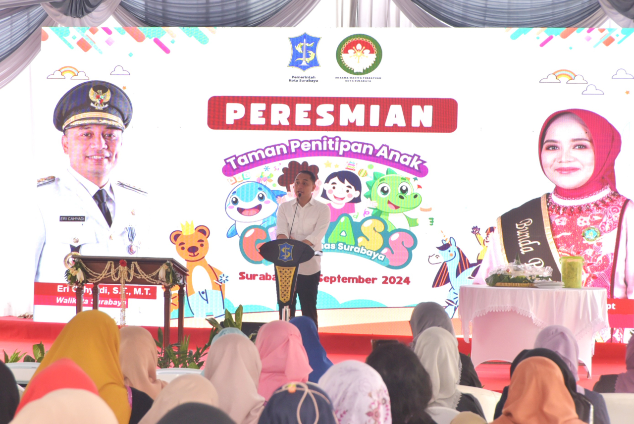 Pemkot Surabaya meresmikan Taman Penitipan Anak (TPA) 'Generasi Emas Surabaya (Gemass)' yang berada di Jalan Sedap Malam