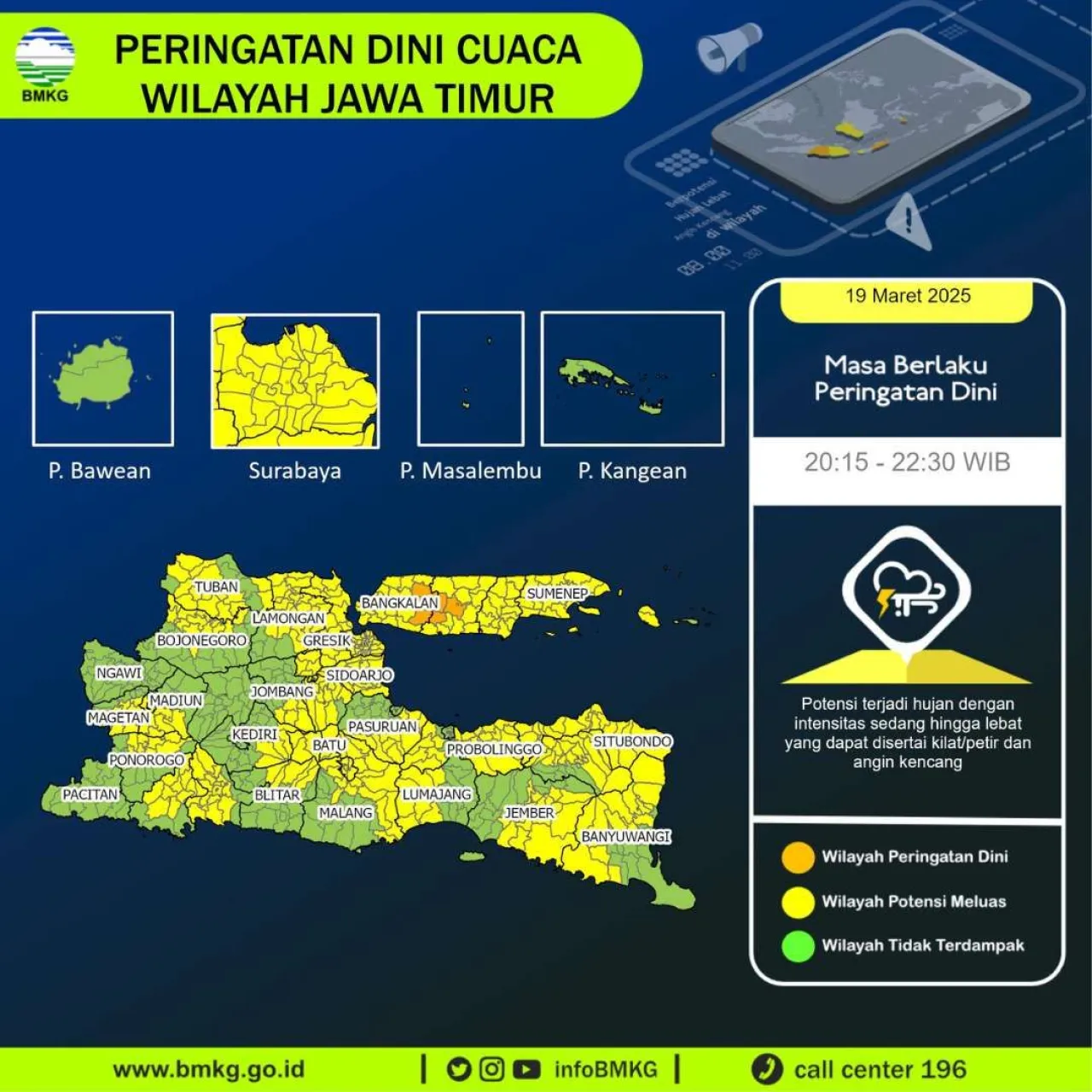 Prediksi Cuaca BMKG: Hujan Petir Berpotensi Terjadi di Jawa Timur