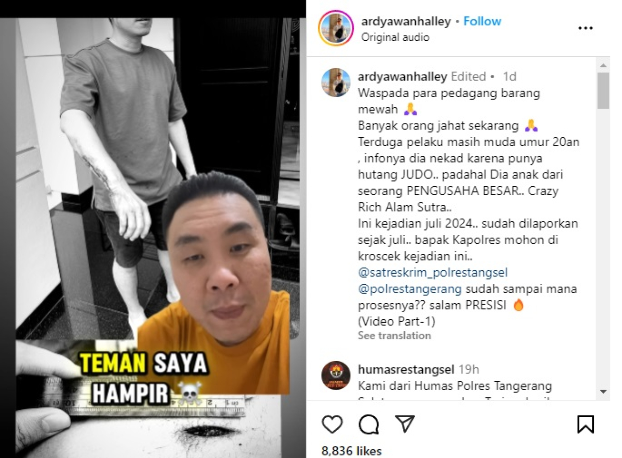 Postingan Ardyawan Halley di akun instragamnya @ardyawanhalley