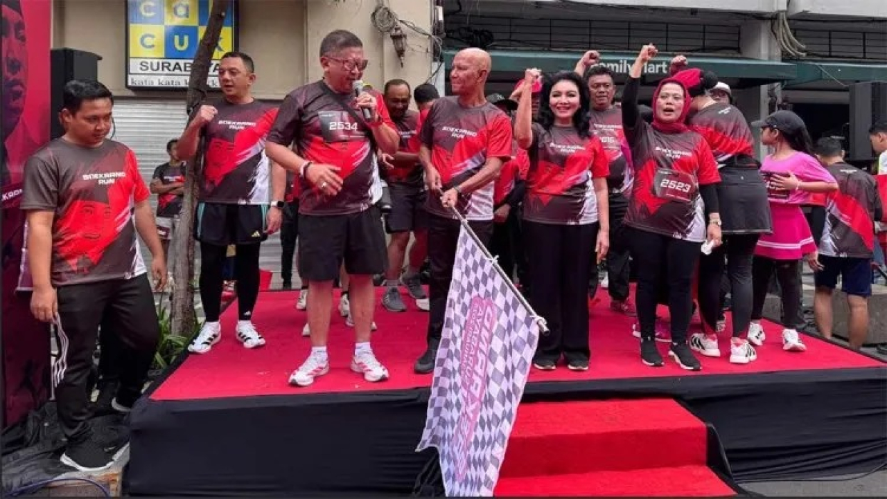 Sekjen PDIP Hasto Kristiyanto di acara Soekarno Run di Surabaya