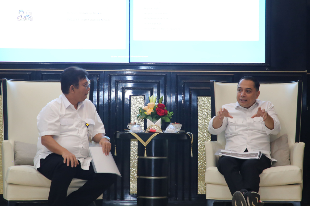 pertemuan Wali Kota Surabaya, Eri Cahyadi bersama Kepala Balai Besar Wilayah Sungai (BBWS) Brantas, Hendra Ahyadi di Ruang Kerja Wali Kota pada Kamis (2/1/2025)