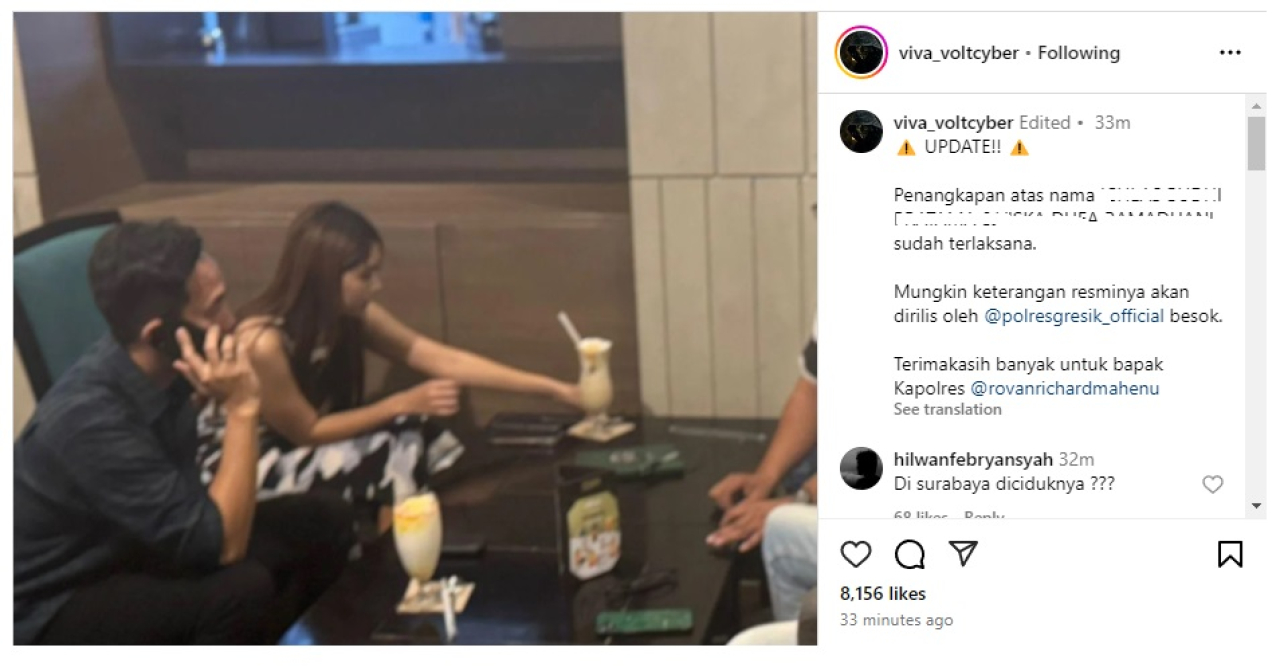 Unggahan akun @viva_voltcyber yang mengabarkan IPB ditangkap