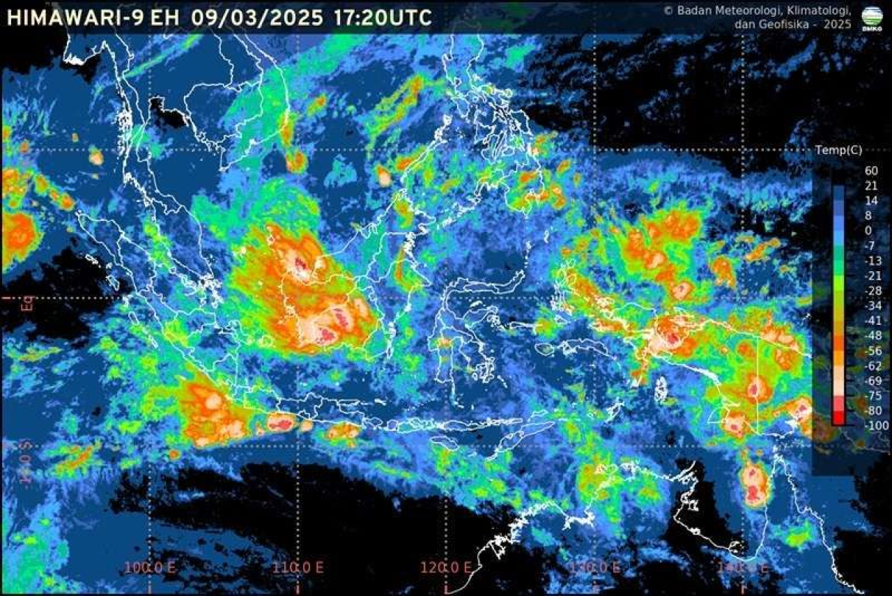 Ilustrasi citra satelit prakiraan cuaca sejumlah kota besar di Indonesia. (Foto: BMKG)