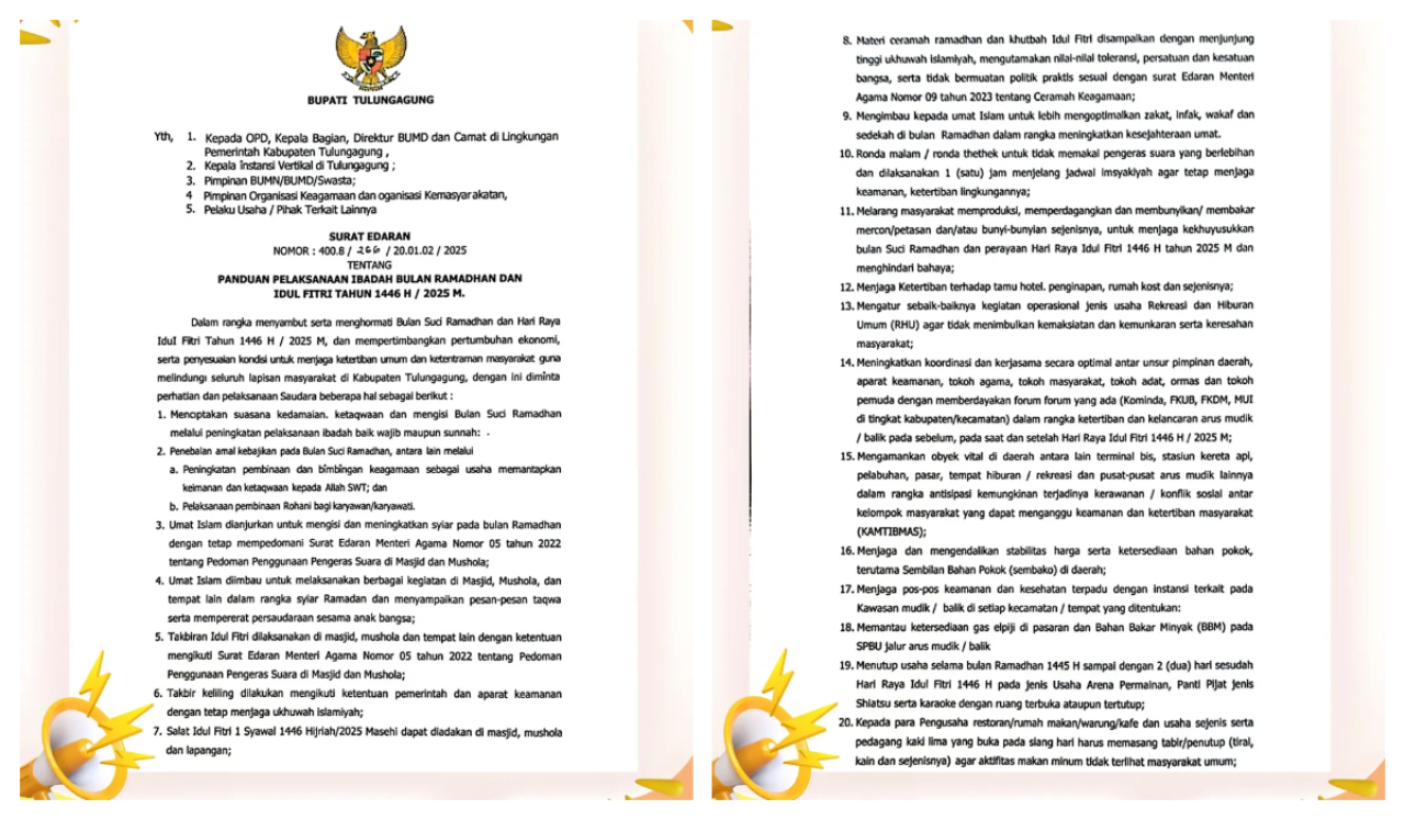 SE Bupati Tulungagung