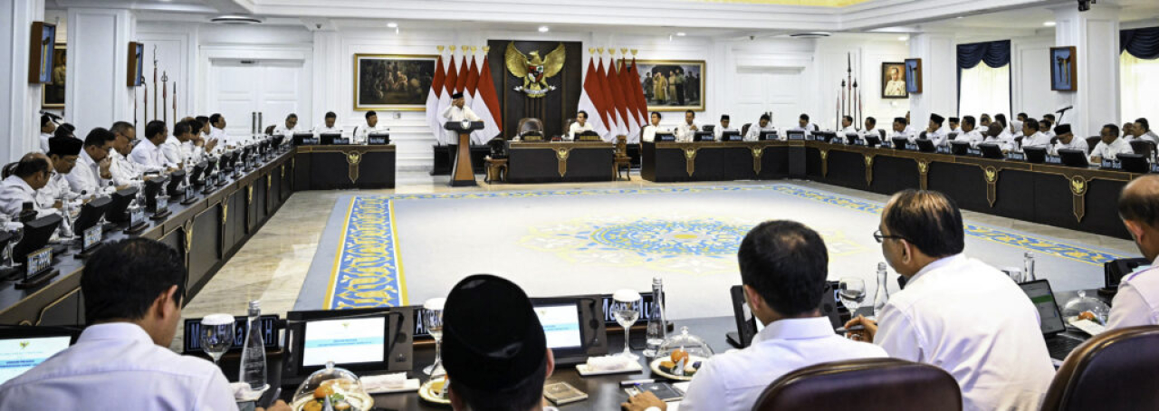 Presiden Prabowo Subianto memimpin Sidang Kabinet Paripurna di Ruang Sidang Kabinet, Istana Kepresidenan Jakarta, pada Senin, 5 Mei 2025. (Foto: BPMI Setpres)