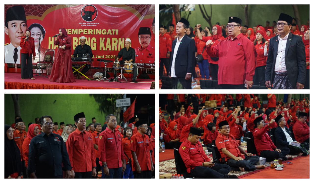 Peringatan Haul Bung Karno ke-55 tahun 2025 digelar secara religius dan khidmat oleh DPC PDI Perjuangan Kota Surabaya, Sabtu malam (21/6/2025)