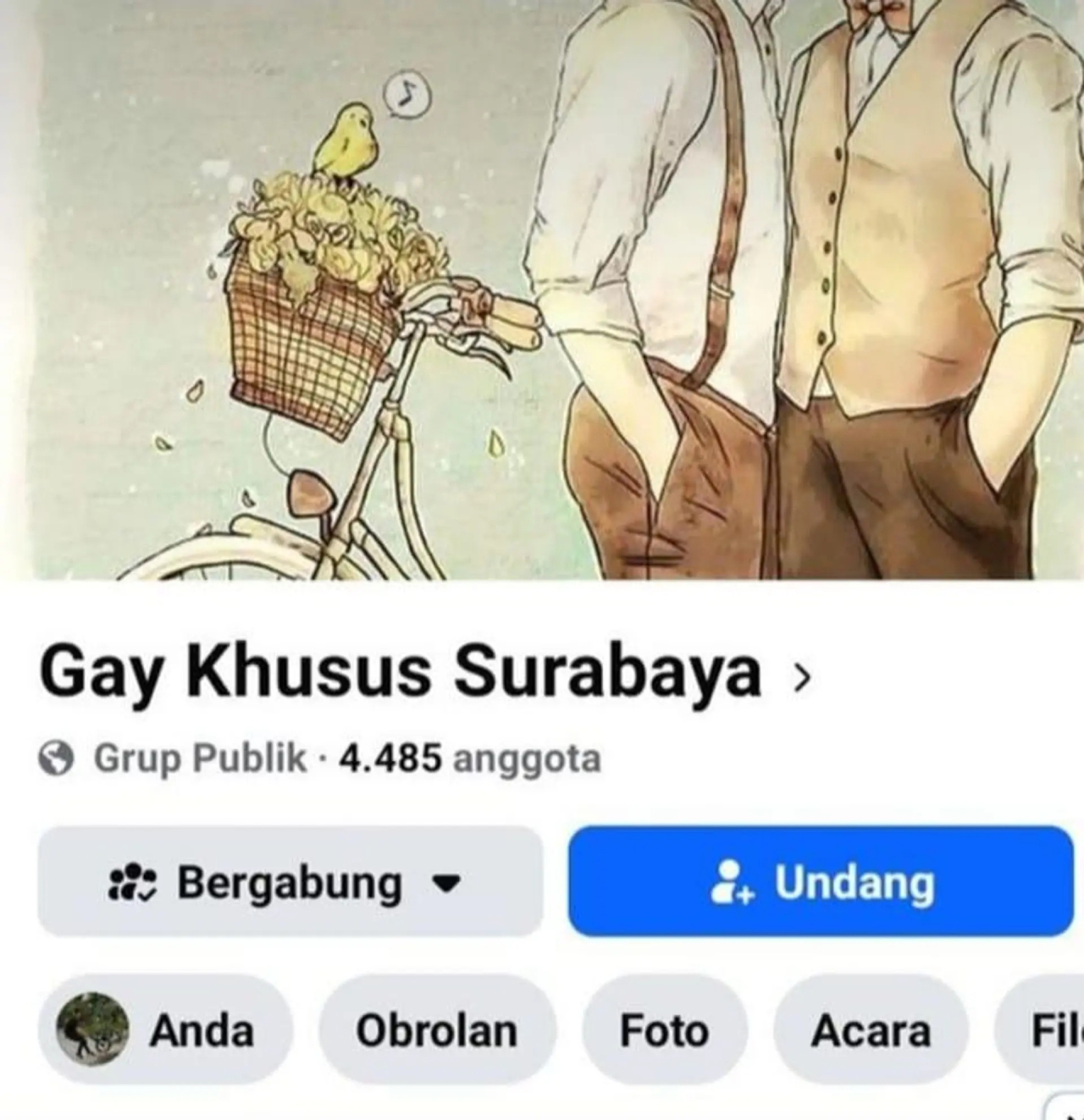 Grup media sosial Facebook bernama 'Gay Khusus Surabaya'