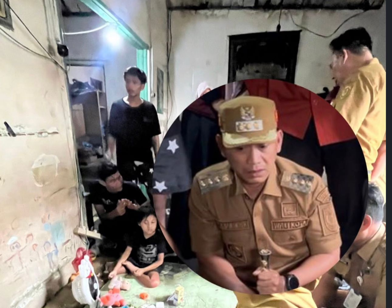 Wali Kota Banjarmasin, M Yamin mengunjungi tempat tinggal kakak beradik penderita lumpuh layu.