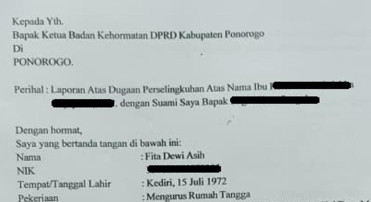 Laporan istri pengusaha ke BK DPRD Ponorogo