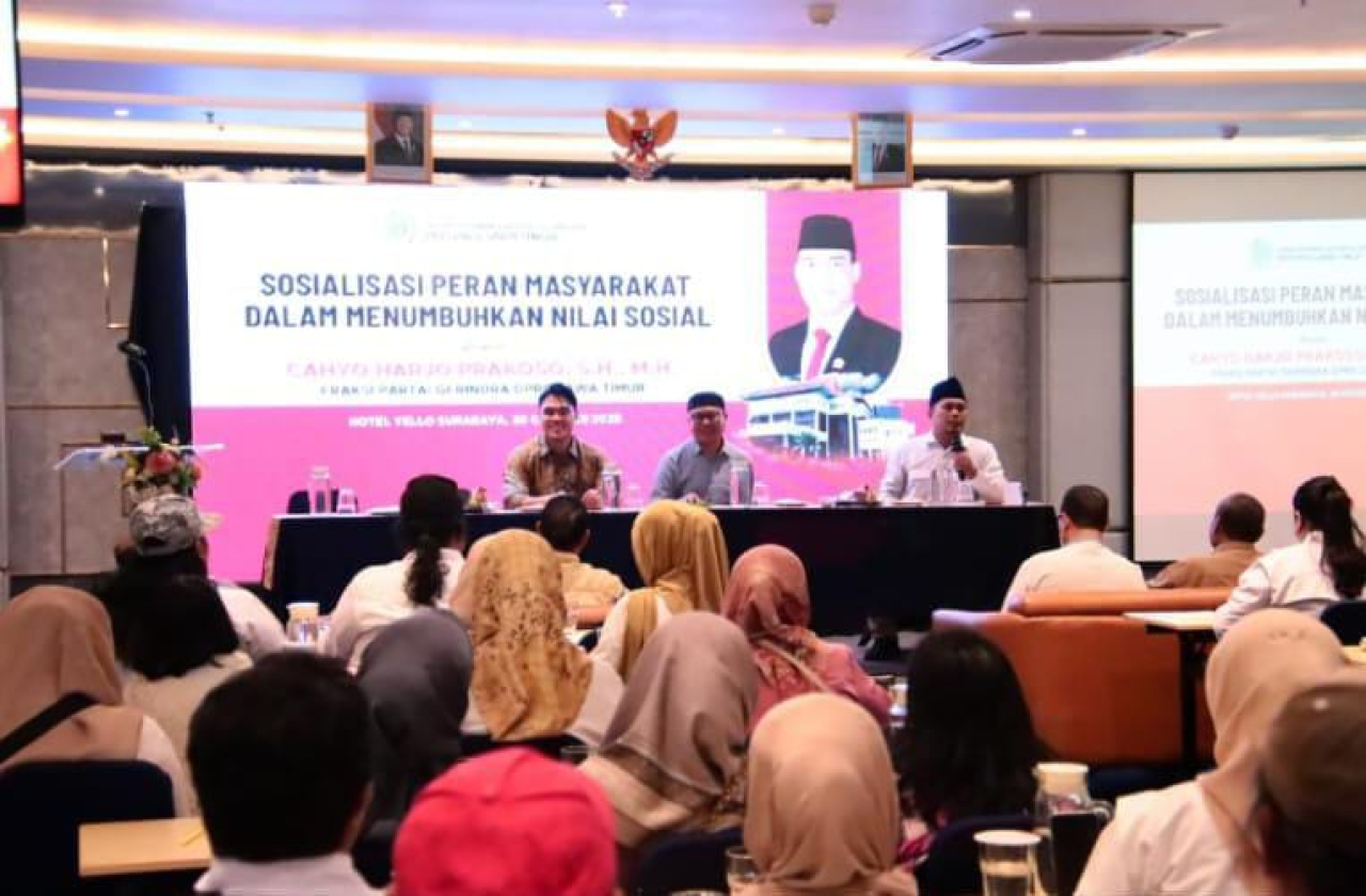 Politisi muda Partai Gerindra, Cahyo Harjo Prakoso menggelar sosialisasi di Hotel Yello Surabaya