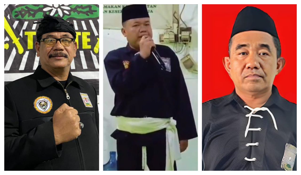 Tiga kandidat pimpinan PSHT Cabang Surabaya 2025–2030: Agus Sugiono, Dr. Adam Suwito, S.H., M.H., dan Dwi Eko Prastiawan, S.H.