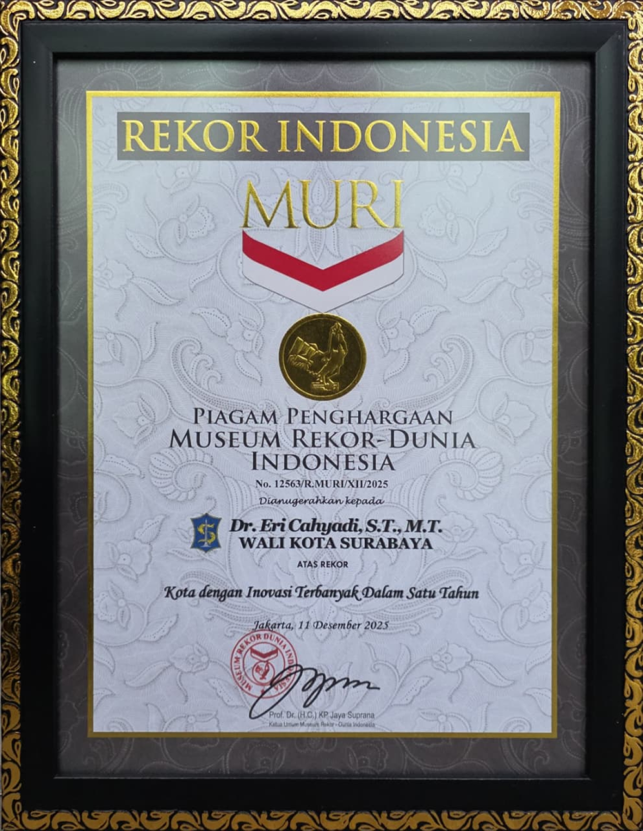 Cetak Sejarah Baru, Surabaya Pecahkan Rekor MURI: Kota dengan 1.214 Inovasi dalam Setahun