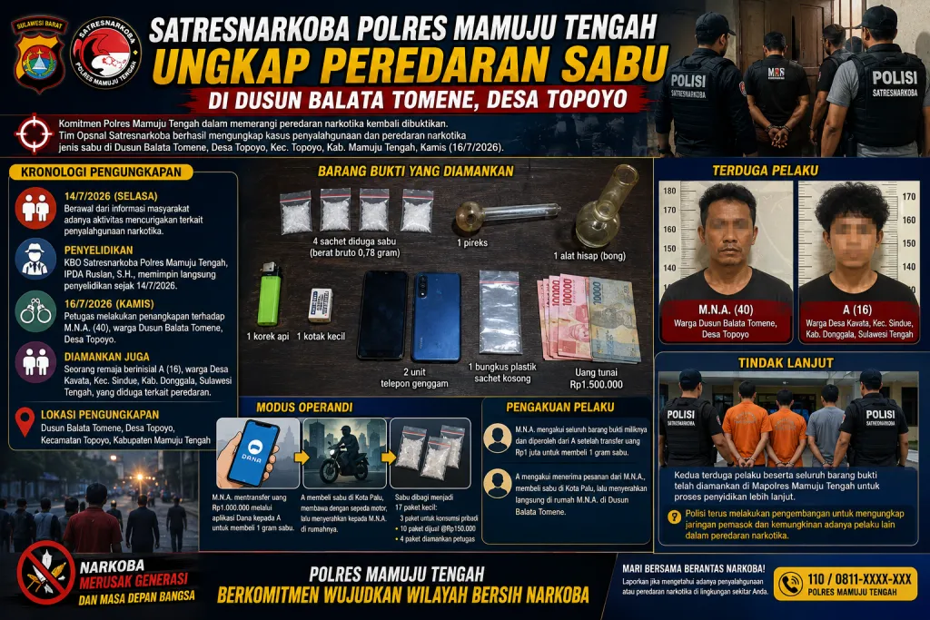 Imfografis penangkapan jaringan narkoba di Mamuju Tengah