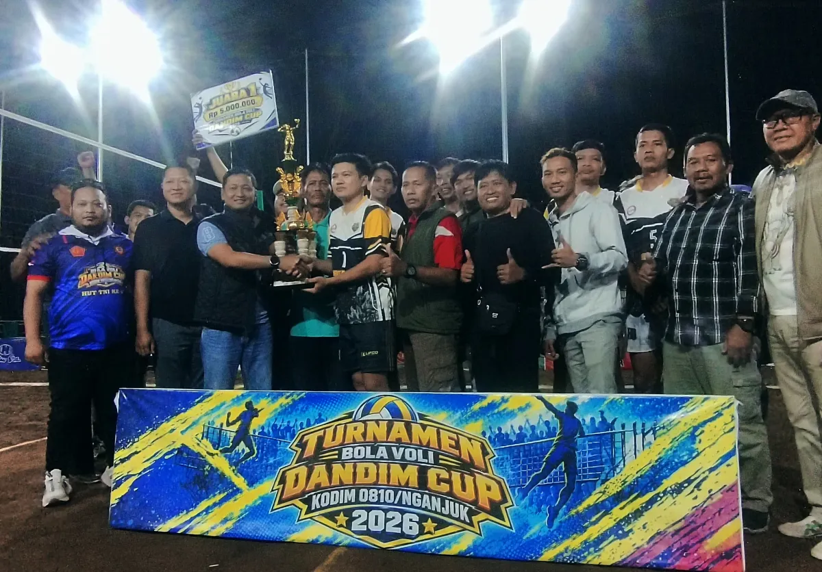 Sengitnya Laga Final Turnamen Bola Voli Dandim Cup 2026 di Nganjuk