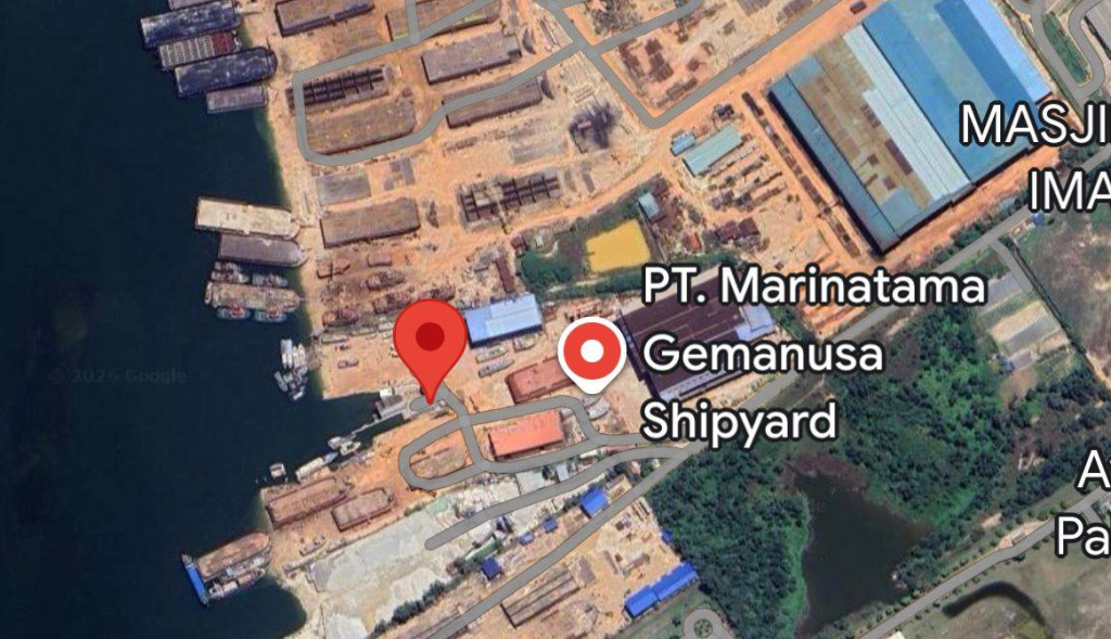 Posisi Galangan Kapal smilik dari PT Marinatama Gemanusa Shipyard.