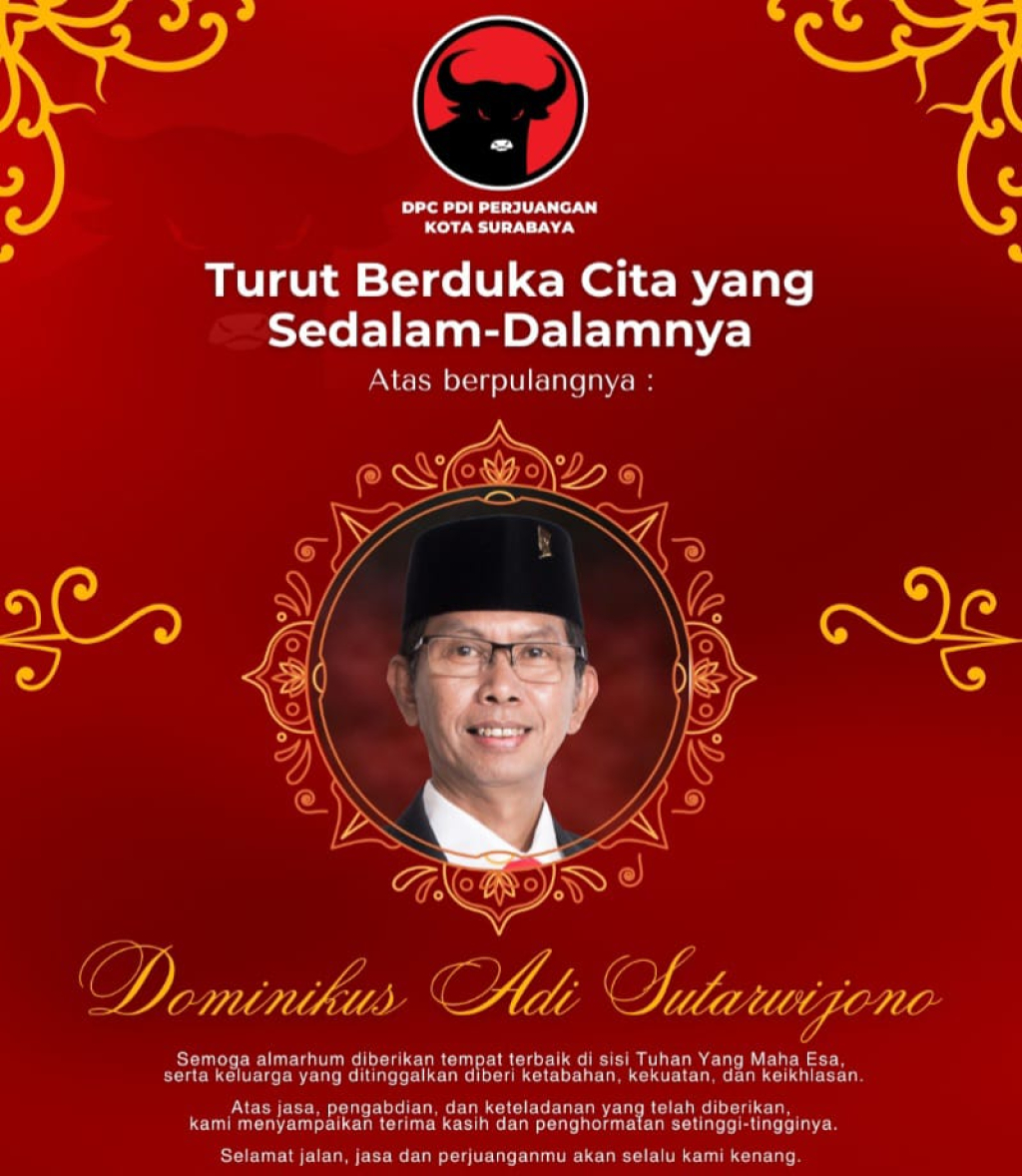 Ketua DPRD Kota Surabaya, Dominikus Adi Sutarwijono,, tutup usia
