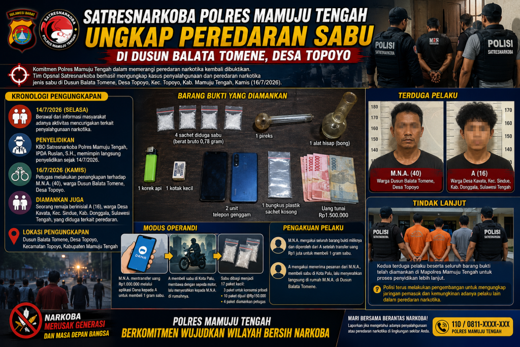 Imfografis penangkapan jaringan narkoba di Mamuju Tengah