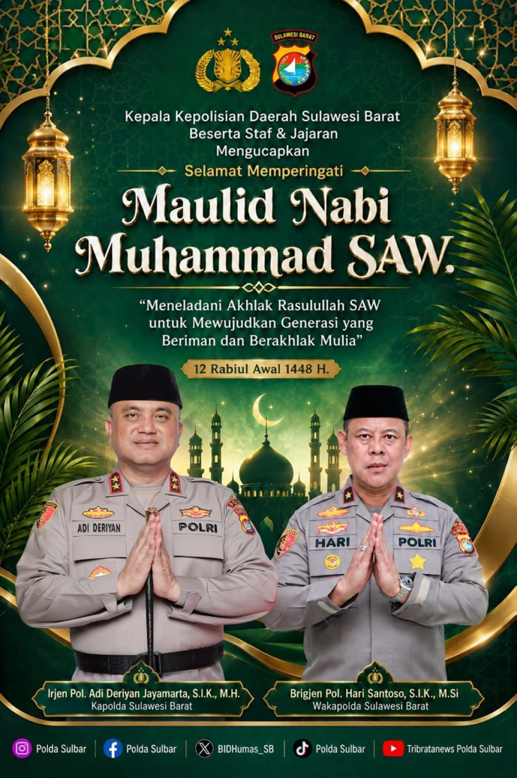 Kapolda Sulbar Ajak Generasi Penerus Wujudkan Kamtibmas Berlandaskan Teladan Rasulullah