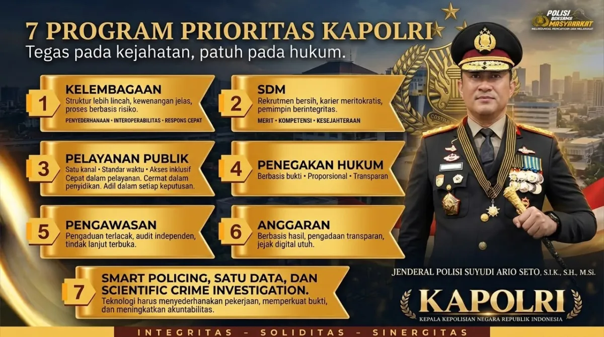 Resmi Dilantik, Kapolri Jenderal Suyudi Ario Seto Siap Eksekusi 7 Program Prioritas 2026-2029