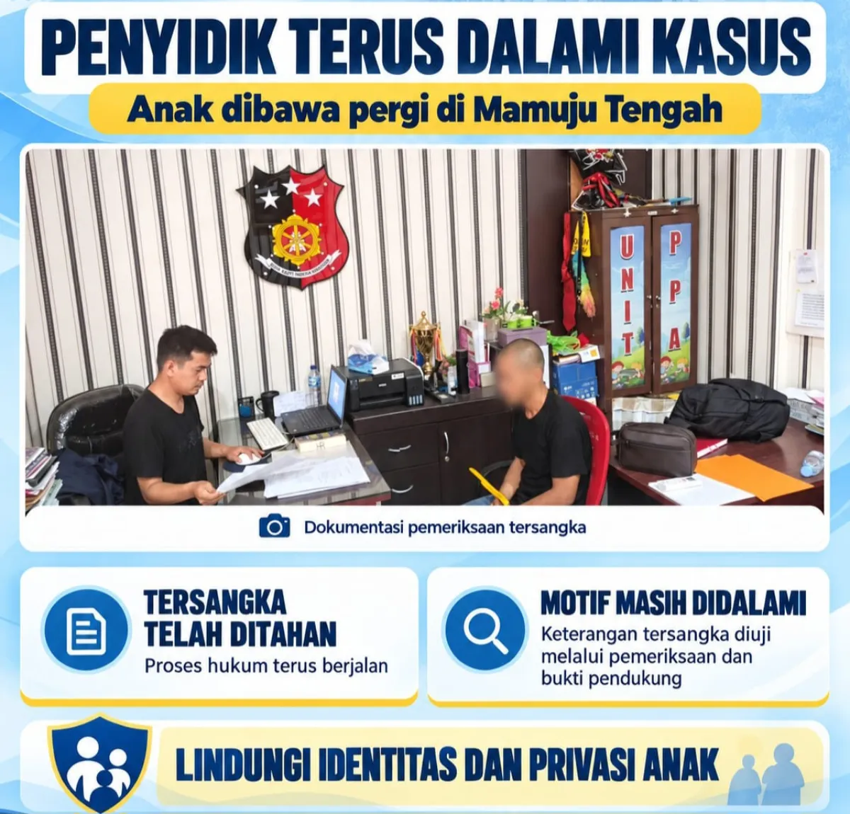 Kasus Anak Dibawa Pergi di Mamuju Tengah Sudah Ditangani, Kabid Humas: Proses Hukum Terus Berjalan