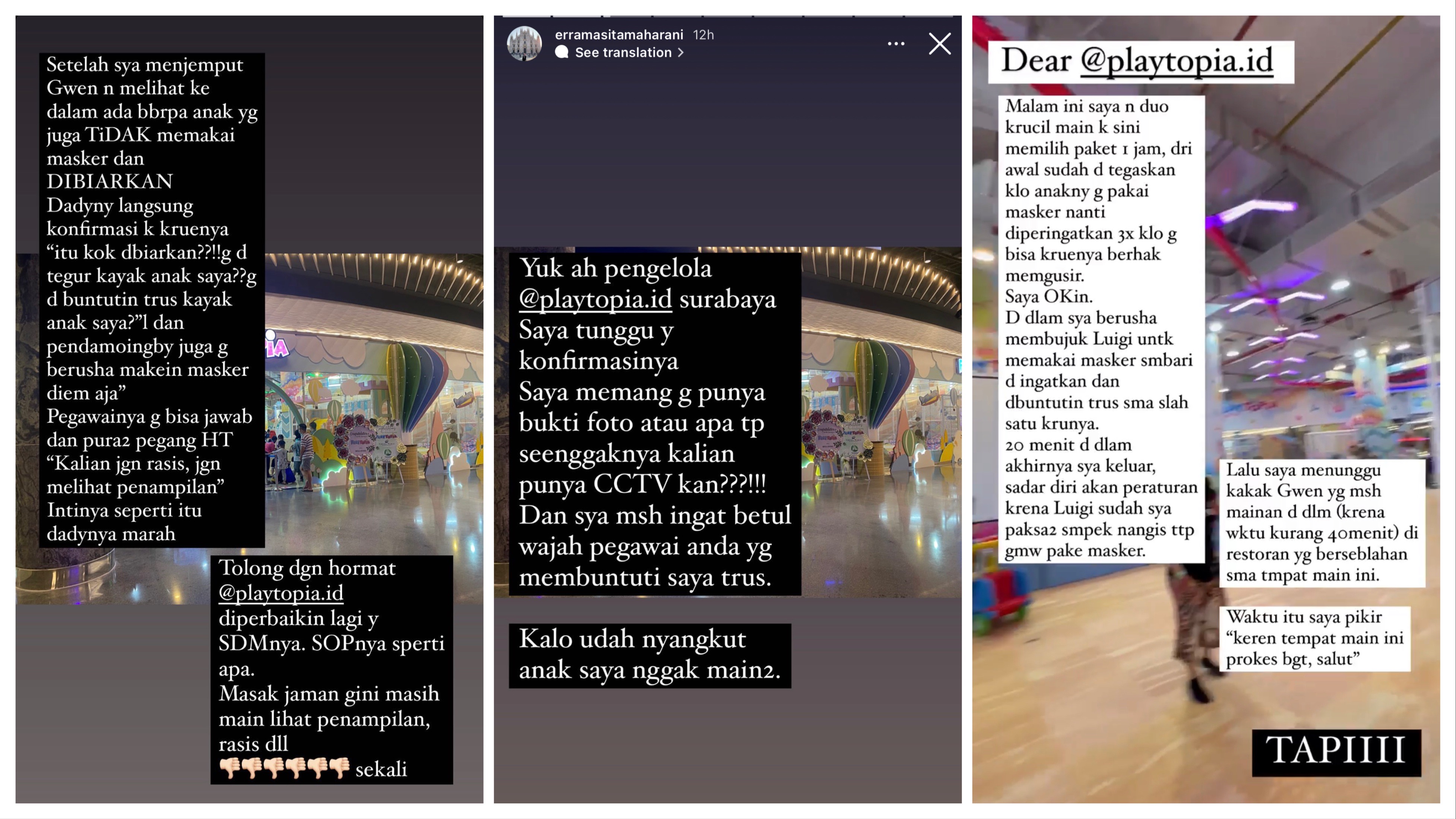 Tangkapan layar story Instagram Erra Masita Maharani