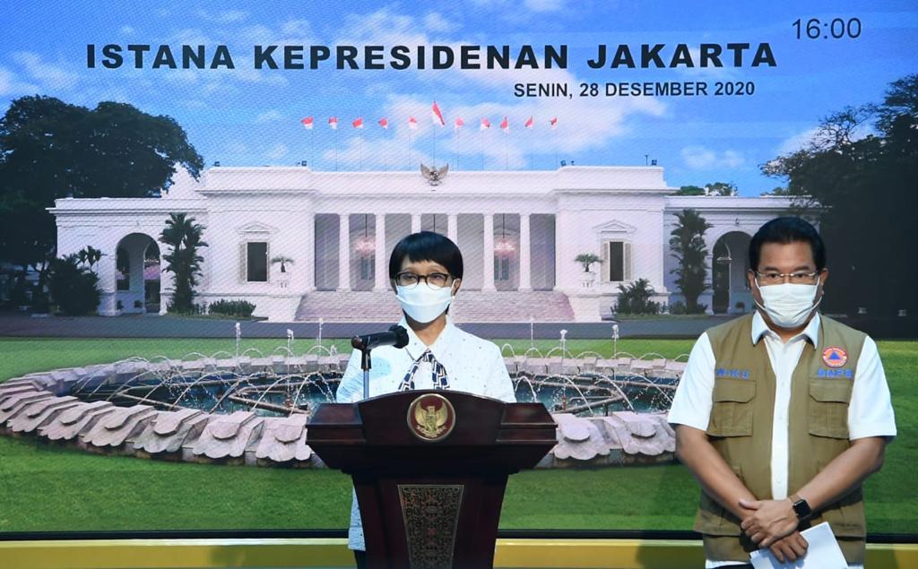 Menteri Luar Negeri Retno Marsudi memberikan keterangan pers di Kantor Presiden. (Foto : Setneg)