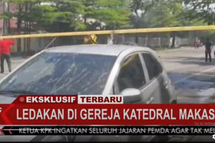 Suasana peristiwa ledakan bom di Gereja Katedral Makassar (KompasTV)