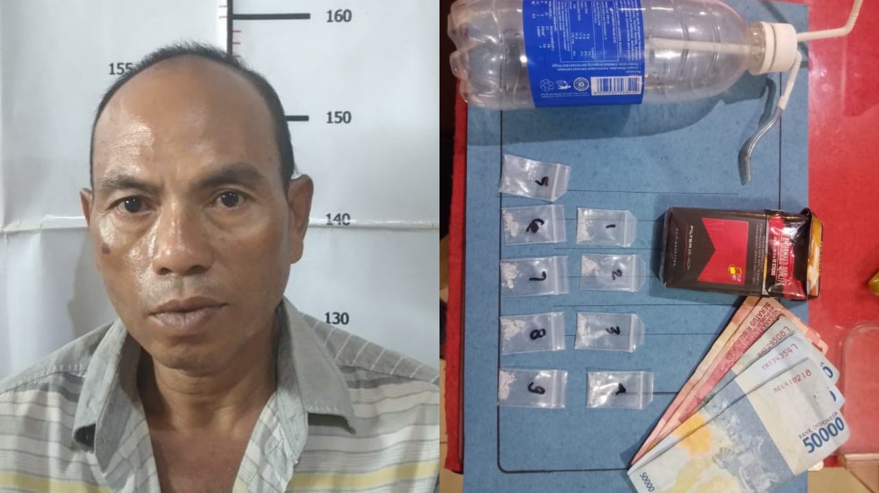 Sadi berikut barang bukti ketika berhasil diamankan polisi si Mapolsek Semampir